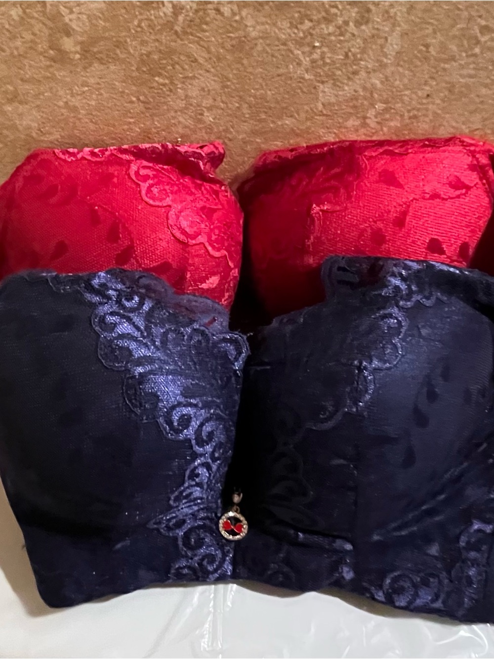 Lace Push-Up Bra Duo - Red & Navy Bundle - Picture 9 of 15